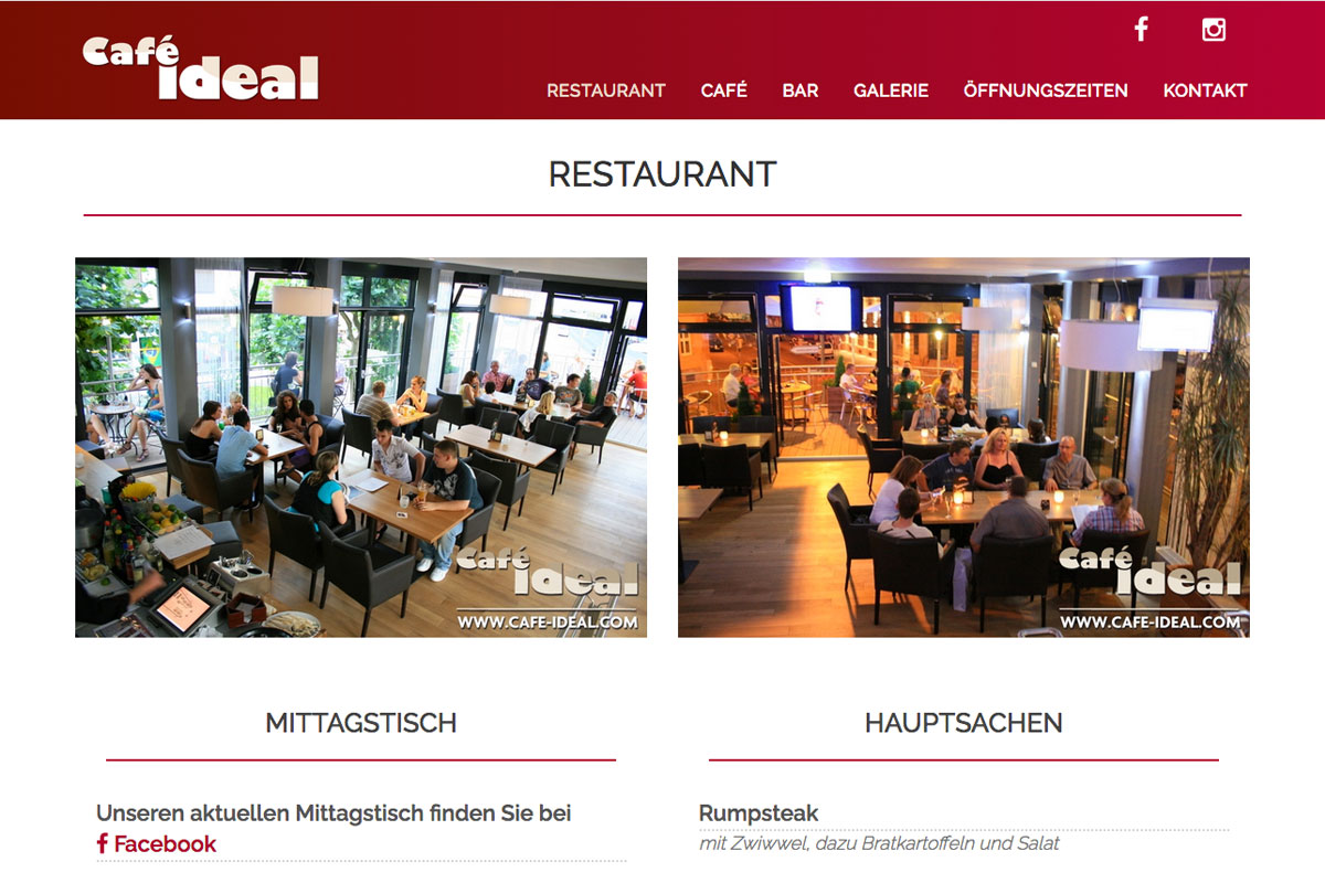Internetseite Café Ideal